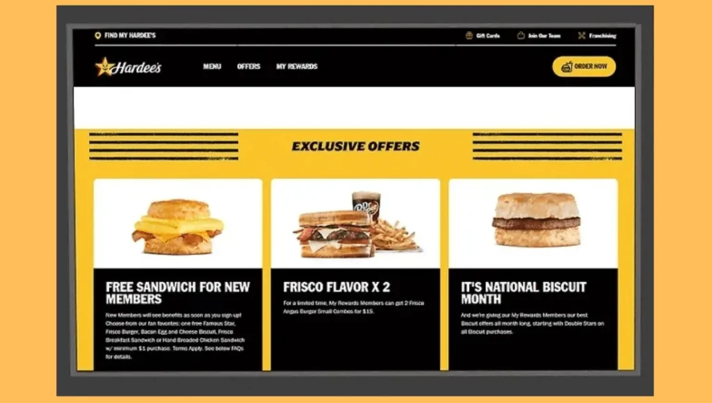 get free fast food with no money Hardee’s