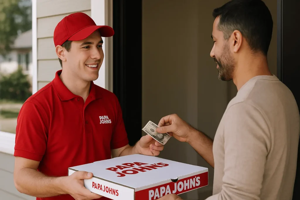 Papa John’s fast food accept cash for delivery